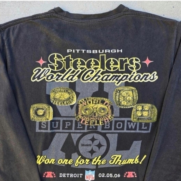 Pittsburgh Steelers Mens Size M VTG Championship Ring Longsleve t-shirt - Picture 1 of 4